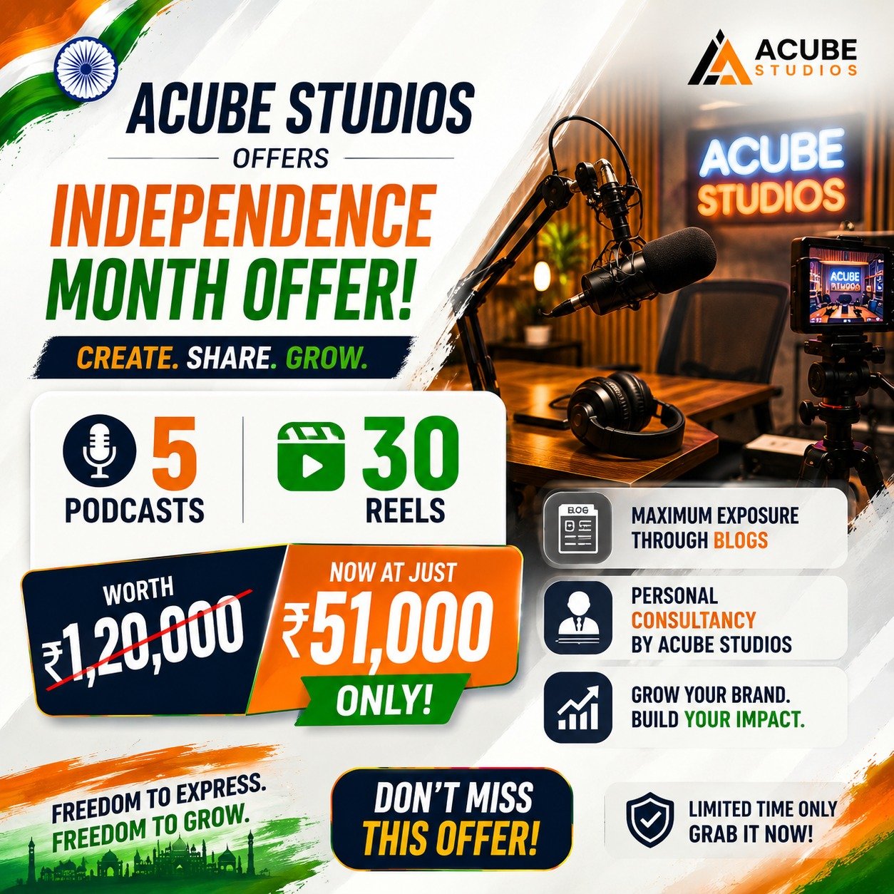 Acube Studios Independence Day special podcast offer